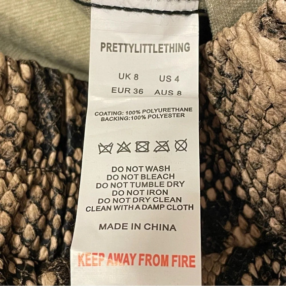 PRETTYLITTLETHING Snake Print Pocket Detail Cargo Pants in Taupe - Picture 9 of 11